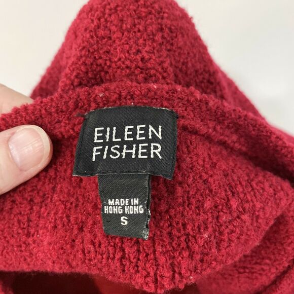 Eileen Fisher Ladies S Red Wool Blend Pullover Sweater Knubbly Knit Crew Neck - Picture 4 of 5